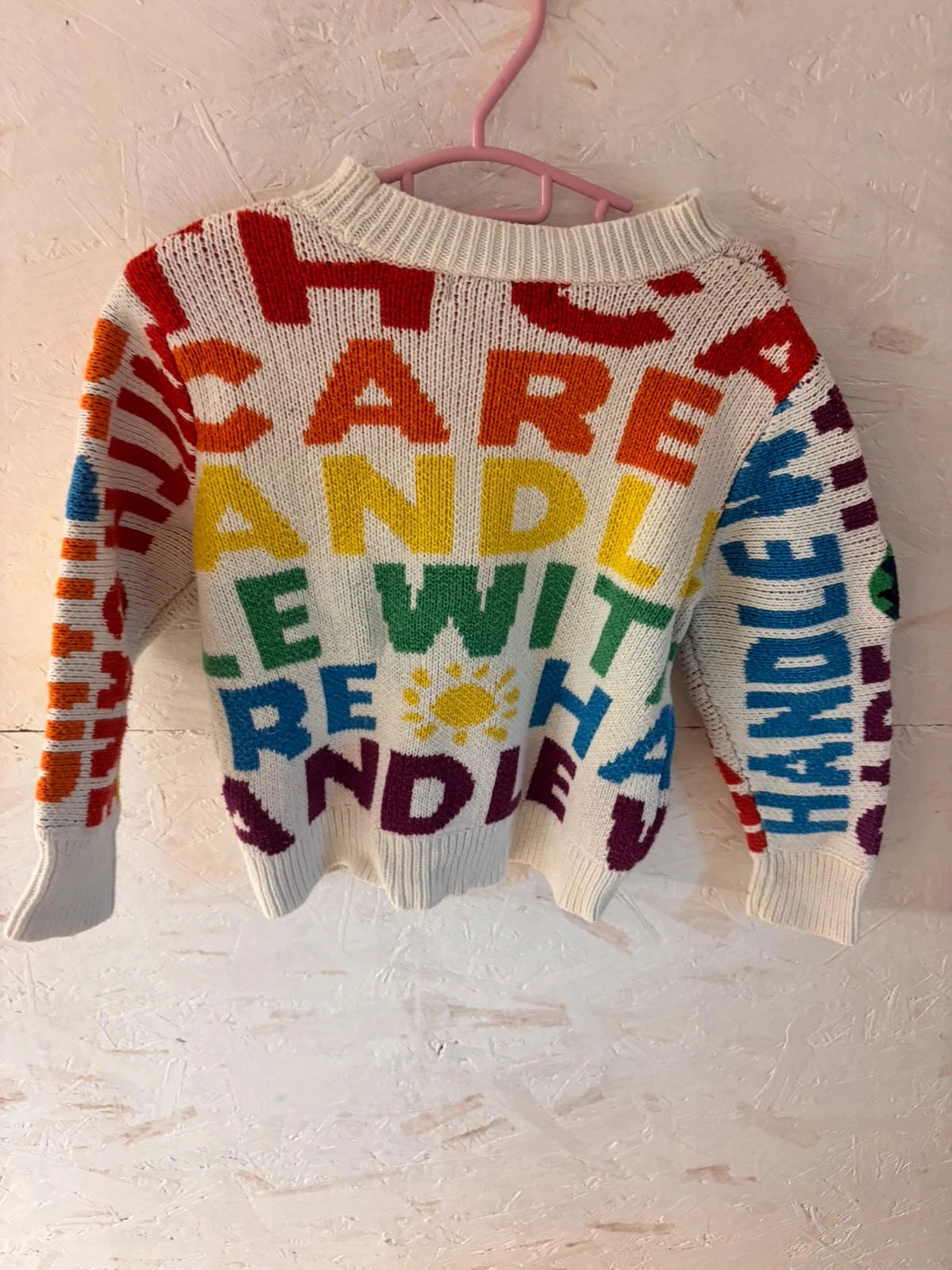 Stella McCartney Kids multicolor knit sweater "Handle with Care" - 4 years (100 cm) – photo 10